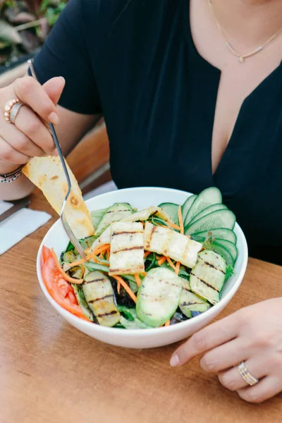 Prato Salada Fresca Com Verduras Misturadas — Fotografia de Stock