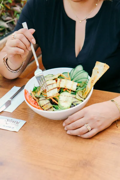 Prato Salada Fresca Com Verduras Misturadas — Fotografia de Stock