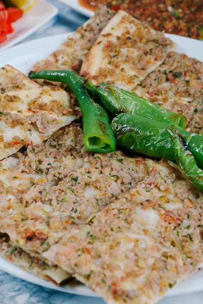 Plato Tradicional Turco Horno Pide Pizza Pide Turca Aperitivos Del — Foto de Stock