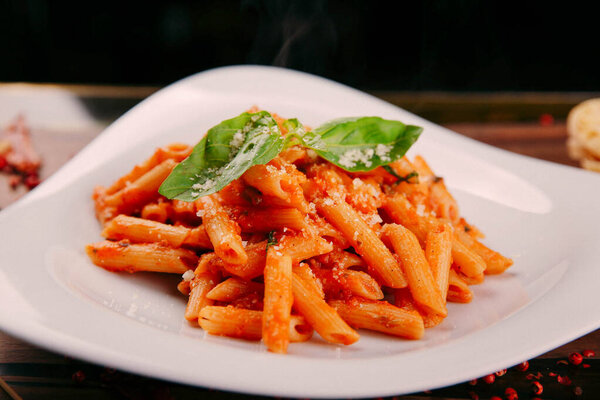 Tasty appetizing classic Italian pasta with a delicious sauce.