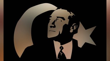 Atatürk 'ün çizimi. Türkiye Cumhuriyeti 'nin ilk cumhurbaşkanı. 