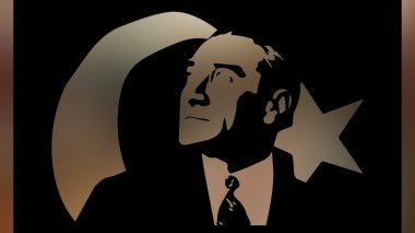Atatürk 'ün çizimi. Türkiye Cumhuriyeti 'nin ilk cumhurbaşkanı. 