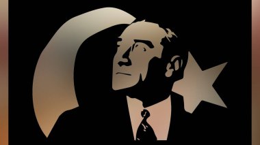 Atatürk 'ün çizimi. Türkiye Cumhuriyeti 'nin ilk cumhurbaşkanı. 