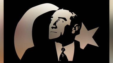 Atatürk 'ün çizimi. Türkiye Cumhuriyeti 'nin ilk cumhurbaşkanı. 