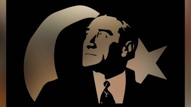 Atatürk 'ün çizimi. Türkiye Cumhuriyeti 'nin ilk cumhurbaşkanı. 