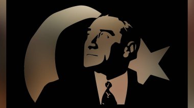 Atatürk 'ün çizimi. Türkiye Cumhuriyeti 'nin ilk cumhurbaşkanı. 