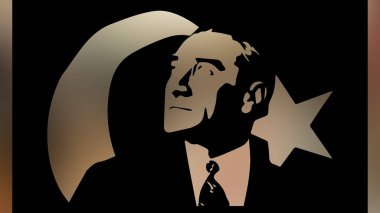 Atatürk 'ün çizimi. Türkiye Cumhuriyeti 'nin ilk cumhurbaşkanı. 