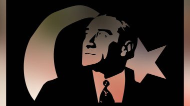 Atatürk 'ün çizimi. Türkiye Cumhuriyeti 'nin ilk cumhurbaşkanı. 