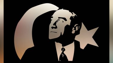 Atatürk 'ün çizimi. Türkiye Cumhuriyeti 'nin ilk cumhurbaşkanı. 