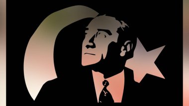 Atatürk 'ün çizimi. Türkiye Cumhuriyeti 'nin ilk cumhurbaşkanı. 