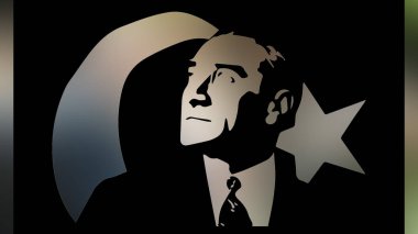 Atatürk 'ün çizimi. Türkiye Cumhuriyeti 'nin ilk cumhurbaşkanı. 