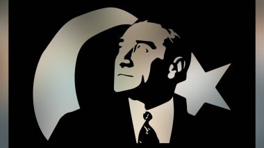 Atatürk 'ün çizimi. Türkiye Cumhuriyeti 'nin ilk cumhurbaşkanı. 