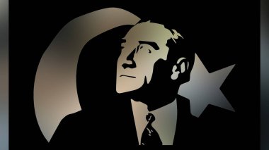 Atatürk 'ün çizimi. Türkiye Cumhuriyeti 'nin ilk cumhurbaşkanı. 