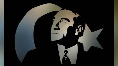 Atatürk 'ün çizimi. Türkiye Cumhuriyeti 'nin ilk cumhurbaşkanı. 
