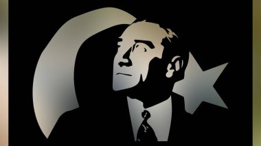 Atatürk 'ün çizimi. Türkiye Cumhuriyeti 'nin ilk cumhurbaşkanı. 