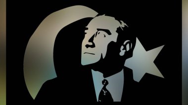 Atatürk 'ün çizimi. Türkiye Cumhuriyeti 'nin ilk cumhurbaşkanı. 