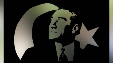Atatürk 'ün çizimi. Türkiye Cumhuriyeti 'nin ilk cumhurbaşkanı. 