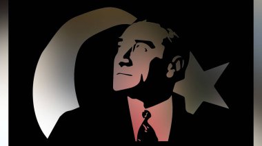 Atatürk 'ün çizimi. Türkiye Cumhuriyeti 'nin ilk cumhurbaşkanı. 