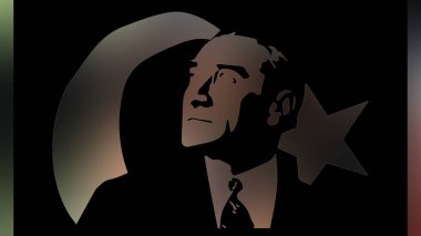 Atatürk 'ün çizimi. Türkiye Cumhuriyeti 'nin ilk cumhurbaşkanı. 