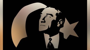 Atatürk 'ün çizimi. Türkiye Cumhuriyeti 'nin ilk cumhurbaşkanı. 