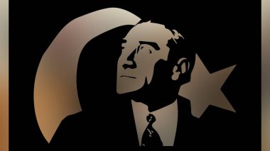 Atatürk 'ün çizimi. Türkiye Cumhuriyeti 'nin ilk cumhurbaşkanı. 