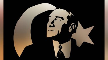 Atatürk 'ün çizimi. Türkiye Cumhuriyeti 'nin ilk cumhurbaşkanı. 