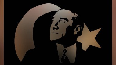 Atatürk 'ün çizimi. Türkiye Cumhuriyeti 'nin ilk cumhurbaşkanı. 