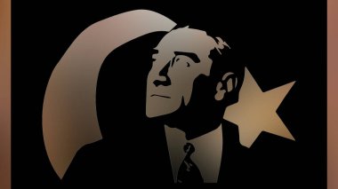 Atatürk 'ün çizimi. Türkiye Cumhuriyeti 'nin ilk cumhurbaşkanı. 