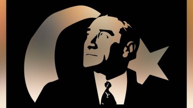 Atatürk 'ün çizimi. Türkiye Cumhuriyeti 'nin ilk cumhurbaşkanı. 