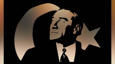 Atatürk 'ün çizimi. Türkiye Cumhuriyeti 'nin ilk cumhurbaşkanı. 
