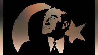 Atatürk 'ün çizimi. Türkiye Cumhuriyeti 'nin ilk cumhurbaşkanı. 
