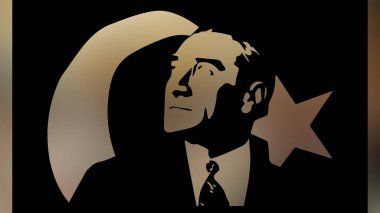 Atatürk 'ün çizimi. Türkiye Cumhuriyeti 'nin ilk cumhurbaşkanı. 