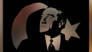 Atatürk 'ün çizimi. Türkiye Cumhuriyeti 'nin ilk cumhurbaşkanı. 