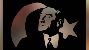 Atatürk 'ün çizimi. Türkiye Cumhuriyeti 'nin ilk cumhurbaşkanı. 