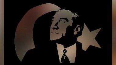 Atatürk 'ün çizimi. Türkiye Cumhuriyeti 'nin ilk cumhurbaşkanı. 