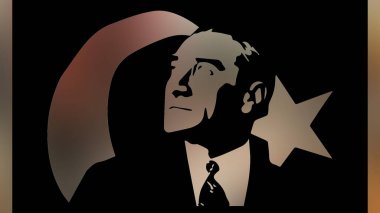 Atatürk 'ün çizimi. Türkiye Cumhuriyeti 'nin ilk cumhurbaşkanı. 