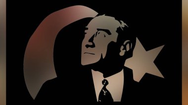 Atatürk 'ün çizimi. Türkiye Cumhuriyeti 'nin ilk cumhurbaşkanı. 