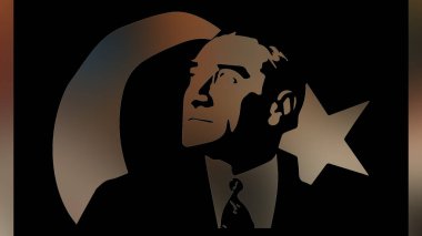 Atatürk 'ün çizimi. Türkiye Cumhuriyeti 'nin ilk cumhurbaşkanı. 