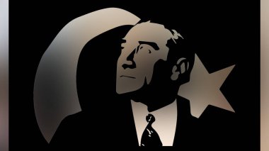 Atatürk 'ün çizimi. Türkiye Cumhuriyeti 'nin ilk cumhurbaşkanı. 