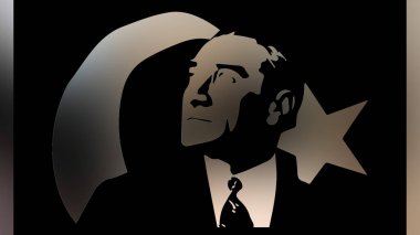 Atatürk 'ün çizimi. Türkiye Cumhuriyeti 'nin ilk cumhurbaşkanı. 