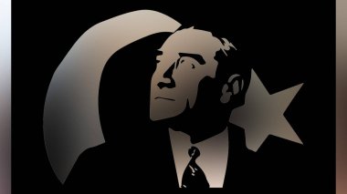 Atatürk 'ün çizimi. Türkiye Cumhuriyeti 'nin ilk cumhurbaşkanı. 