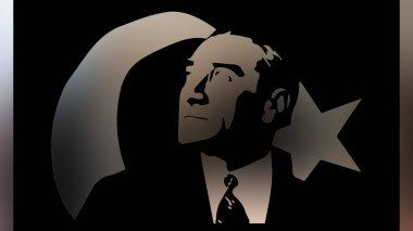 Atatürk 'ün çizimi. Türkiye Cumhuriyeti 'nin ilk cumhurbaşkanı. 