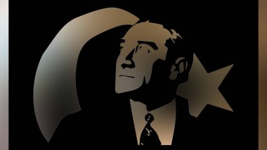 Atatürk 'ün çizimi. Türkiye Cumhuriyeti 'nin ilk cumhurbaşkanı. 