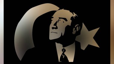 Atatürk 'ün çizimi. Türkiye Cumhuriyeti 'nin ilk cumhurbaşkanı. 