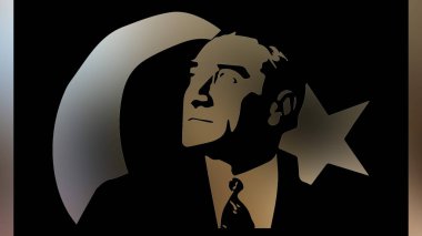 Atatürk 'ün çizimi. Türkiye Cumhuriyeti 'nin ilk cumhurbaşkanı. 