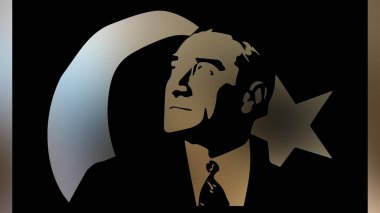 Atatürk 'ün çizimi. Türkiye Cumhuriyeti 'nin ilk cumhurbaşkanı. 