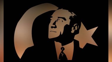 Atatürk 'ün çizimi. Türkiye Cumhuriyeti 'nin ilk cumhurbaşkanı. 