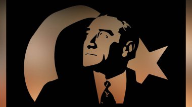 Atatürk 'ün çizimi. Türkiye Cumhuriyeti 'nin ilk cumhurbaşkanı. 