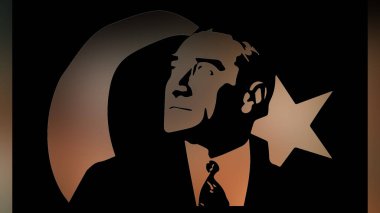 Atatürk 'ün çizimi. Türkiye Cumhuriyeti 'nin ilk cumhurbaşkanı. 