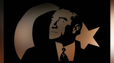 Atatürk 'ün çizimi. Türkiye Cumhuriyeti 'nin ilk cumhurbaşkanı. 